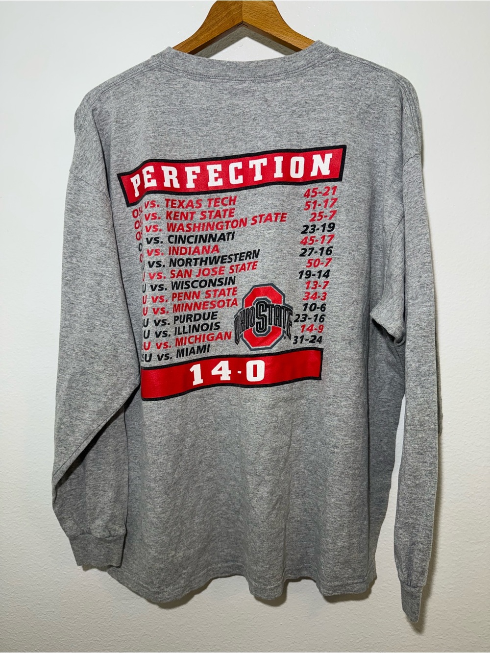 Vintage 2002 Ohio State Gray Long-Sleeve Graphic Tee